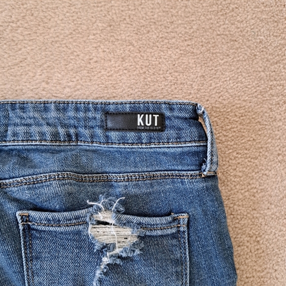 Kut From the Kloth Jeans Womens 8 Blue Distressed Reese Ankle Straight Leg - Picture 10 of 14